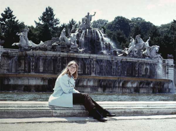 Mary at a fountain in Schonbrunn